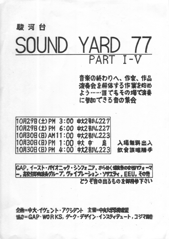 1977年10月29.30日 sound ard 77, 中央大学