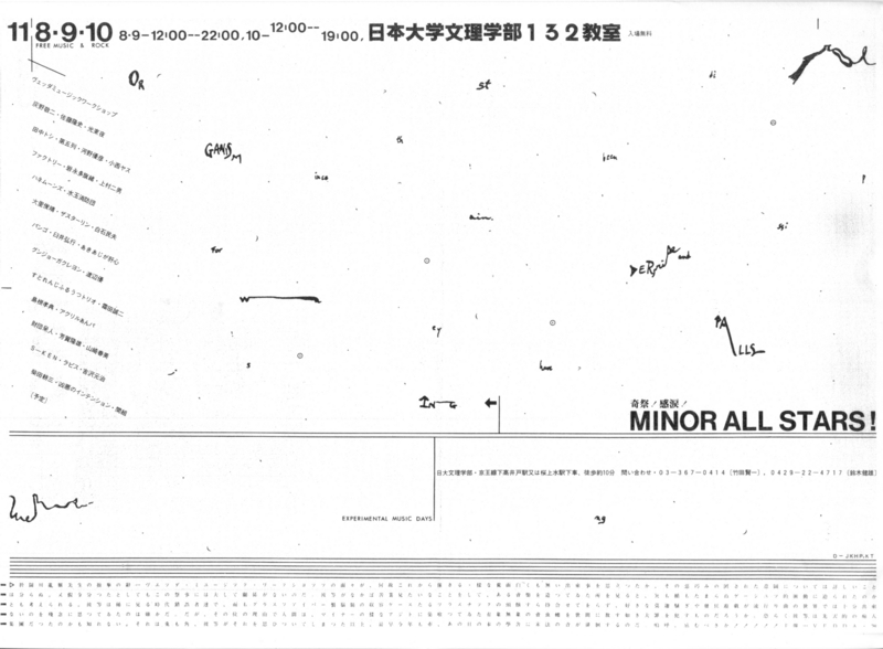 1980年11月8〜10日 MINOR ALL STARS , 日大文理学部