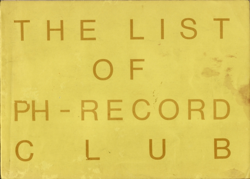 1988年1月28日（発行） THE LIST OF PH-RECORD CLUB　-　表紙（高円寺パラレルハウス