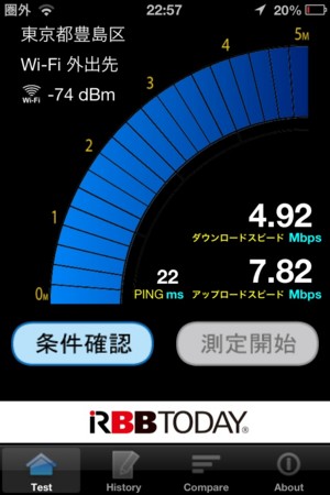回線スピード測定 SoftBank Wi-Fi 