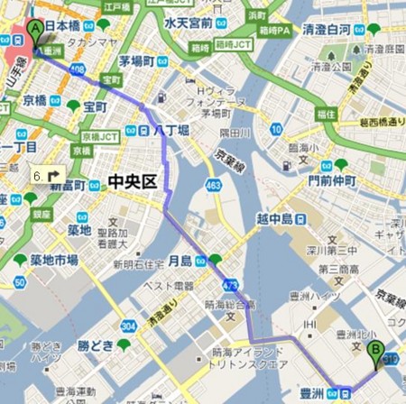 徒歩ルート案内（Google マップ）