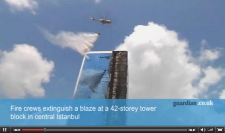 Large fire breaks out in Istanbul tower block - video