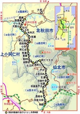秋田内陸縦貫鉄道 路線図