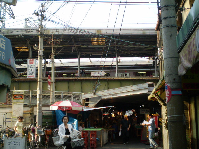 近鉄の 鶴橋駅と 商店街