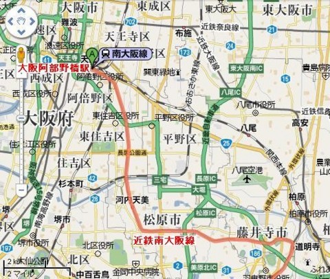 近鉄 大阪阿部野橋駅 位置図