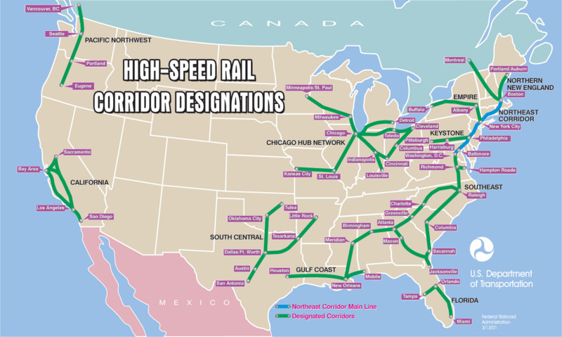 アメリカ 高速 鉄道網