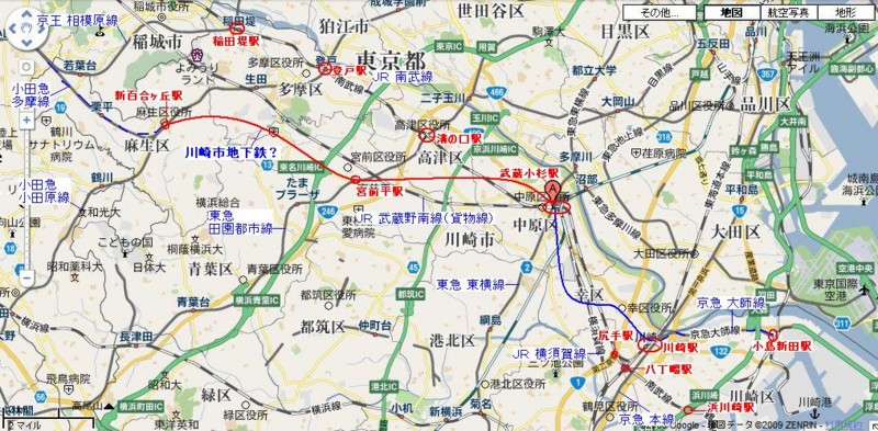 川崎市 鉄道路線図