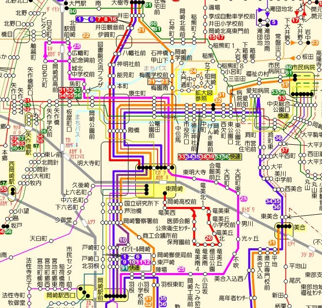岡崎 市内 バス 路線図 （路線図ドットコム）