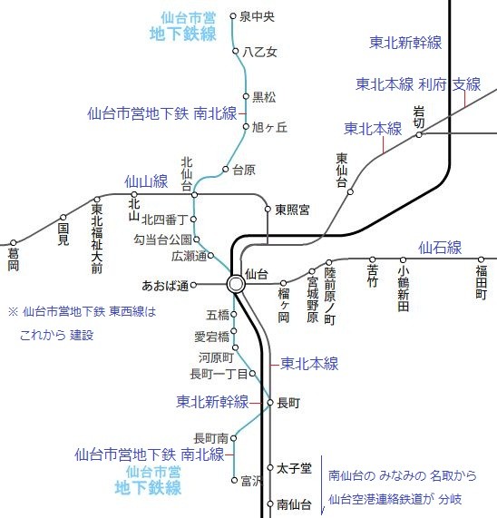 仙台市 鉄道 路線図 548 × 571