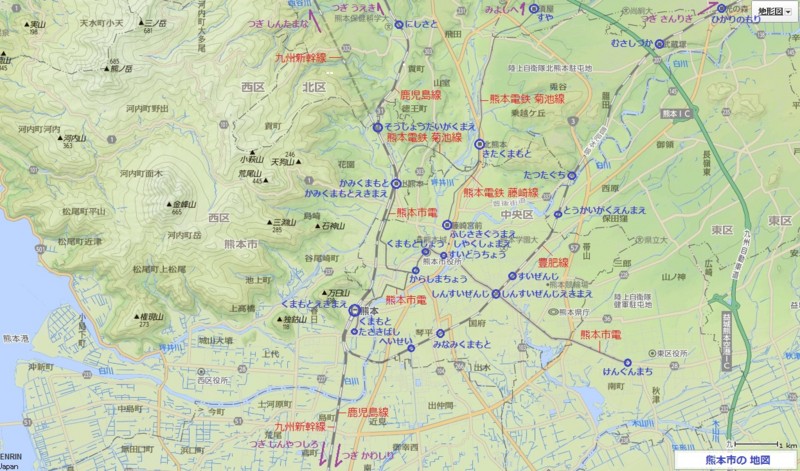熊本市の 地図