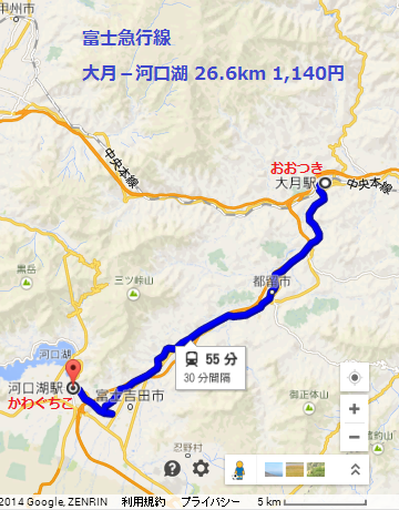 富士急行線 路線図 （2014.7.13 しらべ）