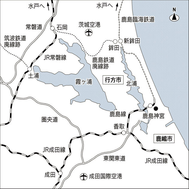 鹿島鉄道廃線あと地図（にっけい）