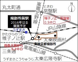 撮影所前の位置図（京都新聞）