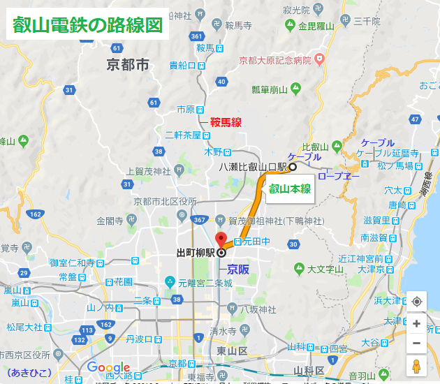叡山電鉄の路線図（あきひこ） 630-550