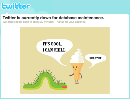 Twitter is currently down for database maintenance.