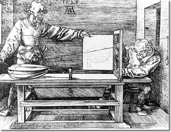  A. Dürer_ Mann beim Zeichnen einer Laute_ Underweysung der Messung (1525)