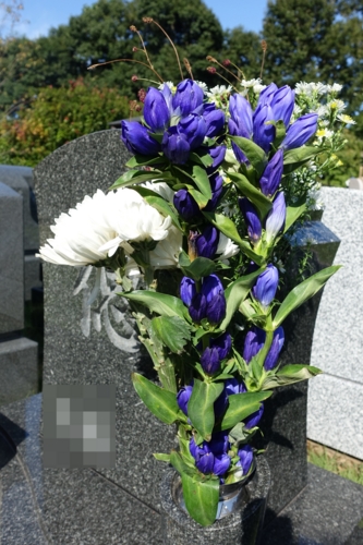 父の墓の花