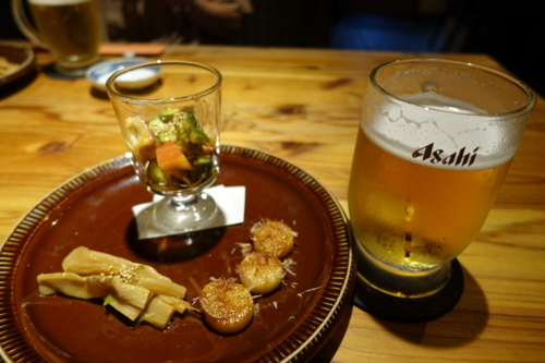 前菜と生ビール