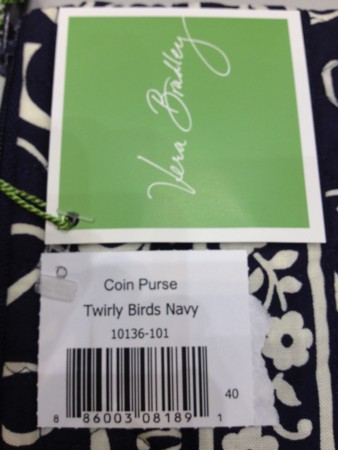 Vera Bradley Coin Purse Twirly Birds Navy