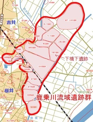 鹿乗川 流域 遺跡群の 地図