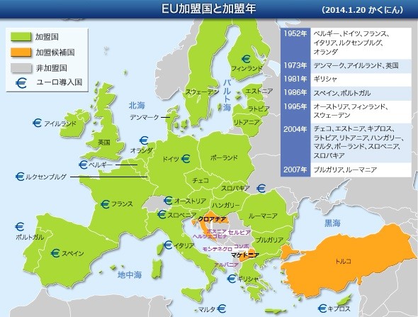 EU 加盟国 地図 （2014.1.20 かくにん）